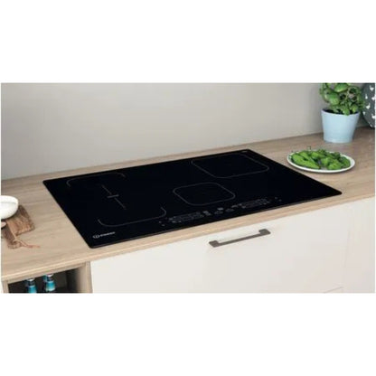 INDESIT IB21B7NE Piano Cottura Induzione 4 Zone Vetroceramica Nero Push&Go Booster cm. 77 x 51