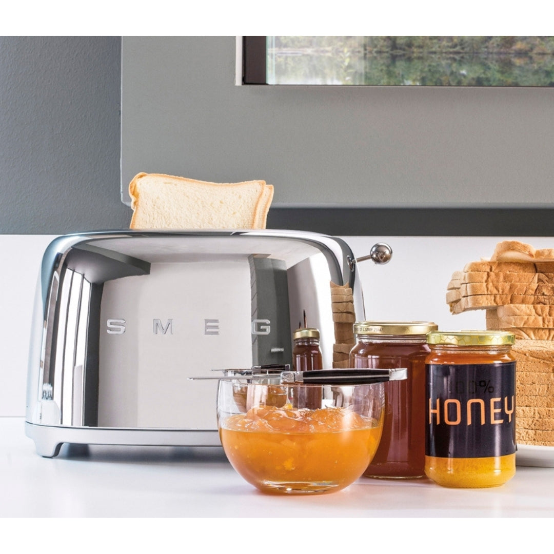 SMEG PED TSF01RDEU Tostapane Rosso Lucido 2 Fette 50’s Style Funzione Bagel 950W