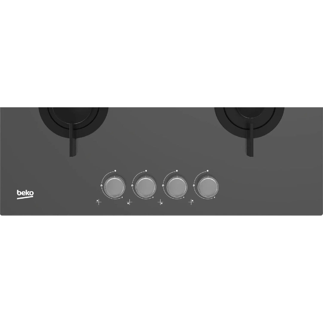 BEKO ZARA HILG64222SZG Piano Cottura 4 Fuochi a Gas Vetro Grigio cm. 60 x 50