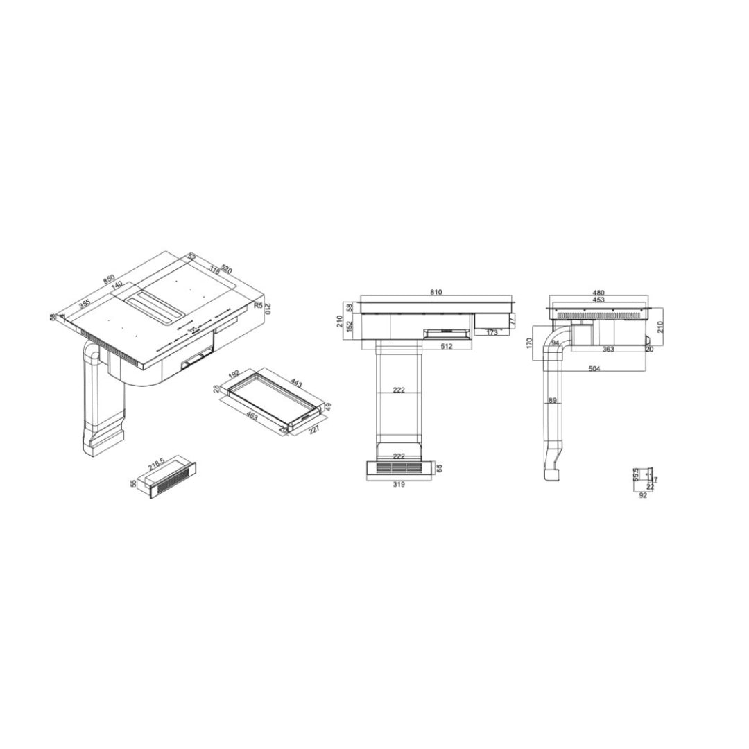 SILVERLINE 7170.8.733.02 Piano Cottura Induzione Cappa Integrata 4 Zone Cottura cm. 85 x 52