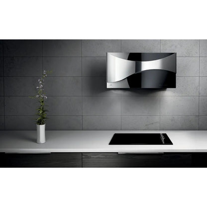 GALVAMET AMBIENT 90/F BLACK 0EAMB090F692 Cappa a Parete Filtrante 721 m³/h Inox e Vetro Nero Classe A cm. 90