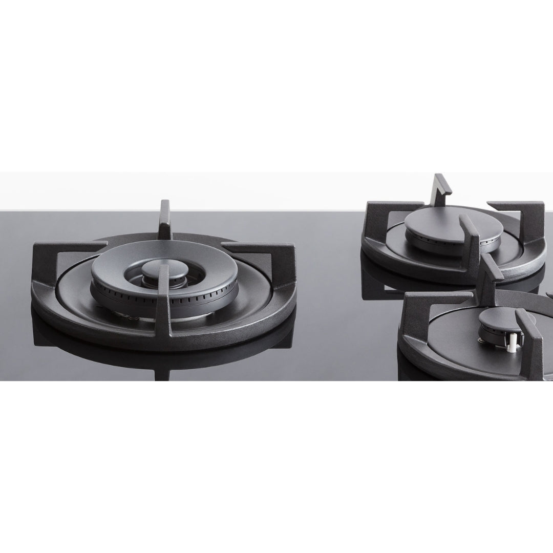 F.LLI BERTAZZONI PROFESSIONAL P905LPROGNE Piano Cottura Gas 5 Fuochi Nero Cristallo Wok Laterale cm. 90 x 52