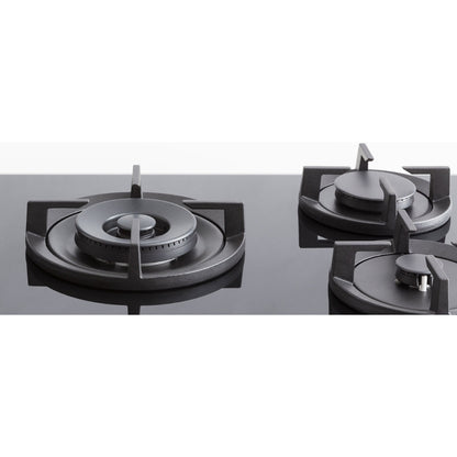 F.LLI BERTAZZONI PROFESSIONAL P905LPROGNE Piano Cottura Gas 5 Fuochi Nero Cristallo Wok Laterale cm. 90 x 52