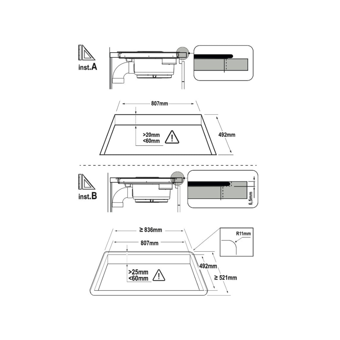 F.LLI BERTAZZONI P804ICH2M30NC Piano Cottura Induzione con Cappa Integrata 4 Zone Nero cm. 83 x 52