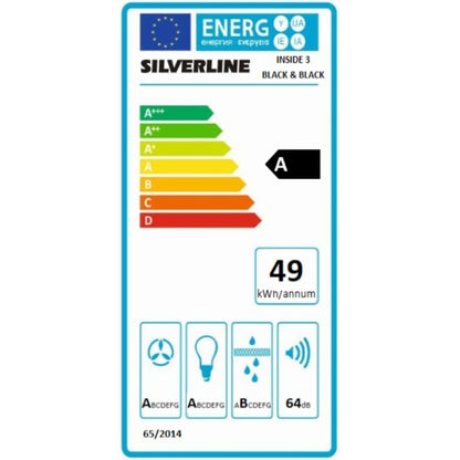 SILVERLINE 3129.9.733.28 Cappa Filtrante Incasso Classe A Nero 635 m³/h 64 dBA90 cm. 90