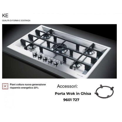 Foster KE 7601032 Piano Cottura da Incasso Filotop 5 Fuochi Gas Acciaio Inox Satinato Griglie in Ghisa cm. 80 x 51