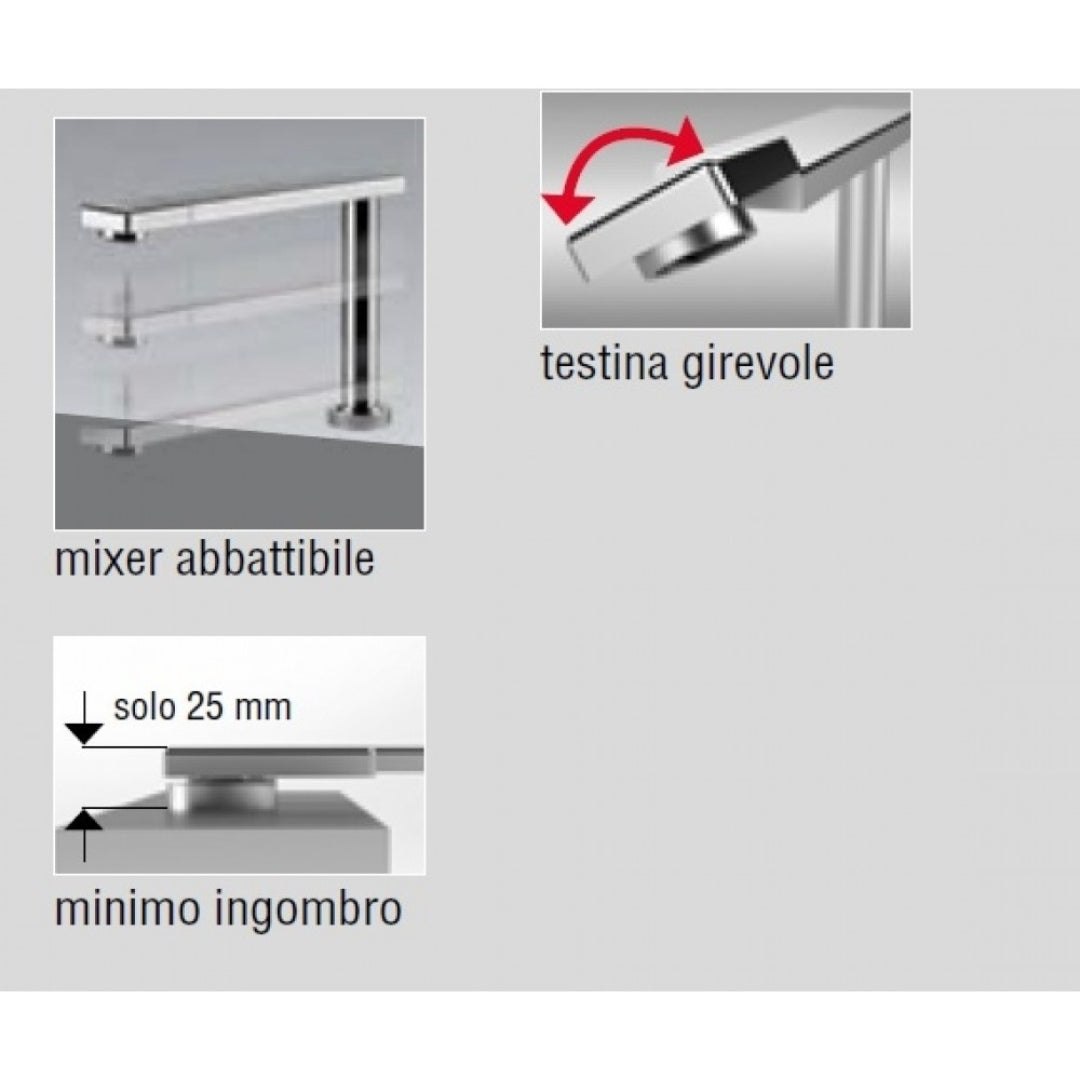 FOSTER ECLIPSE 8499000 Miscelatore Monocomando Cucina Sottofinestra Cromato Abbattibile con Canna e Testina Girevoli