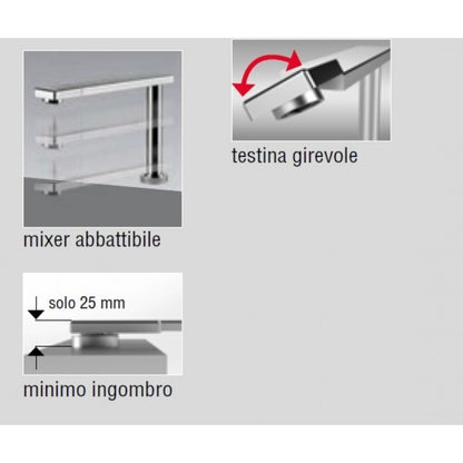 FOSTER ECLIPSE 8499000 Miscelatore Monocomando Cucina Sottofinestra Cromato Abbattibile con Canna e Testina Girevoli