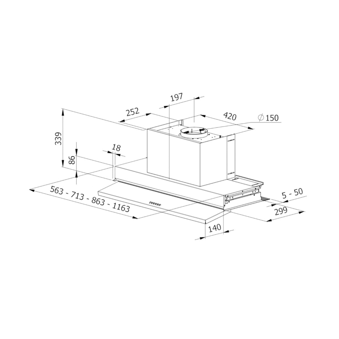 GALVAMET 0ISLV090AG75L00 SLIVER 90 Cappa ad Incasso Anti-Condensa Antracite Classe A cm. 90 x 30 x 34