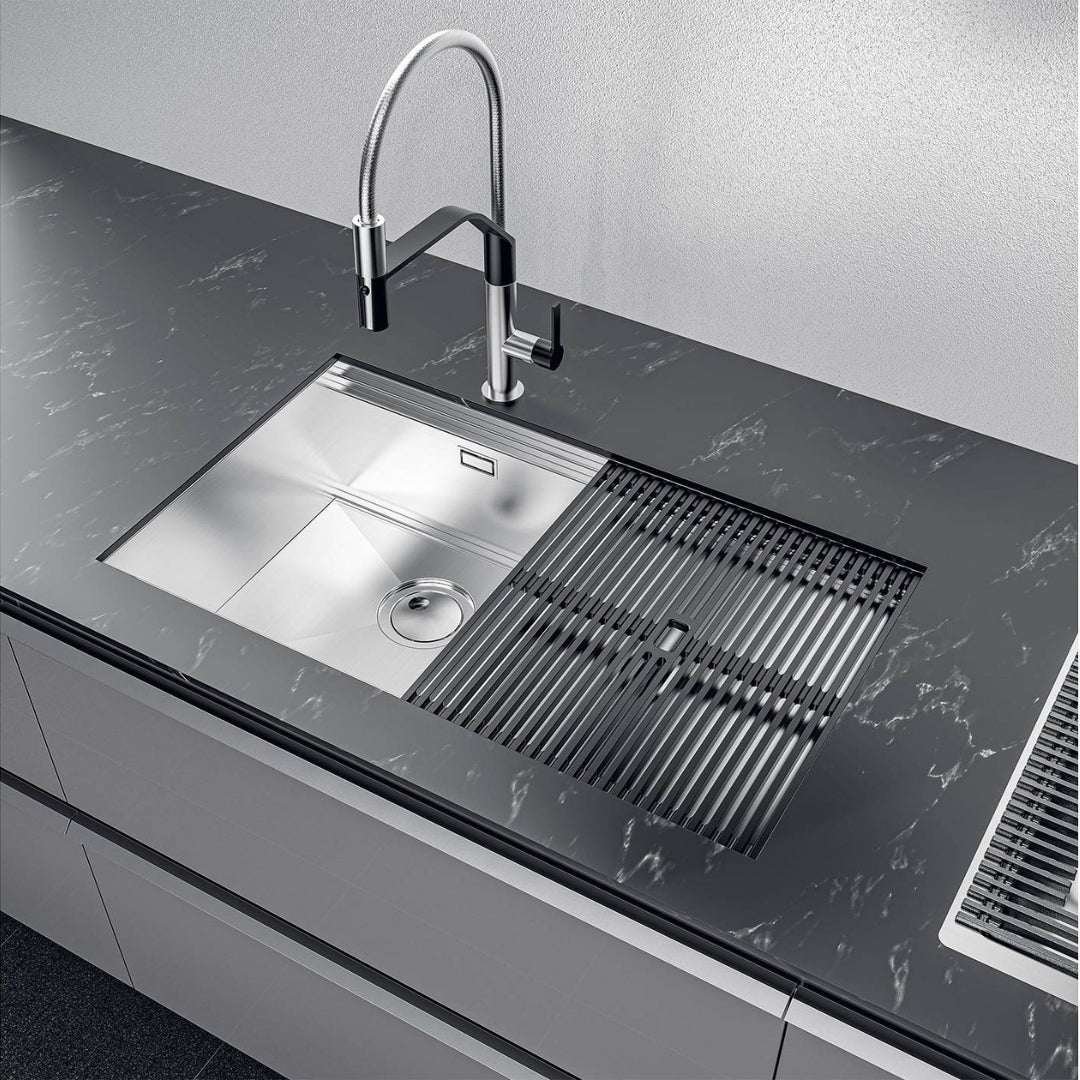 FOSTER MILANELLO 1034856 Lavello Gun Metal Workstation Sottotop Inox PVD 79 x 47