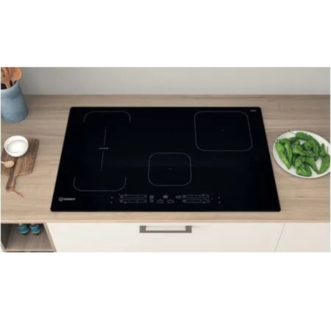 INDESIT IB21B7NE Piano Cottura Induzione 4 Zone Vetroceramica Nero Push&Go Booster cm. 77 x 51