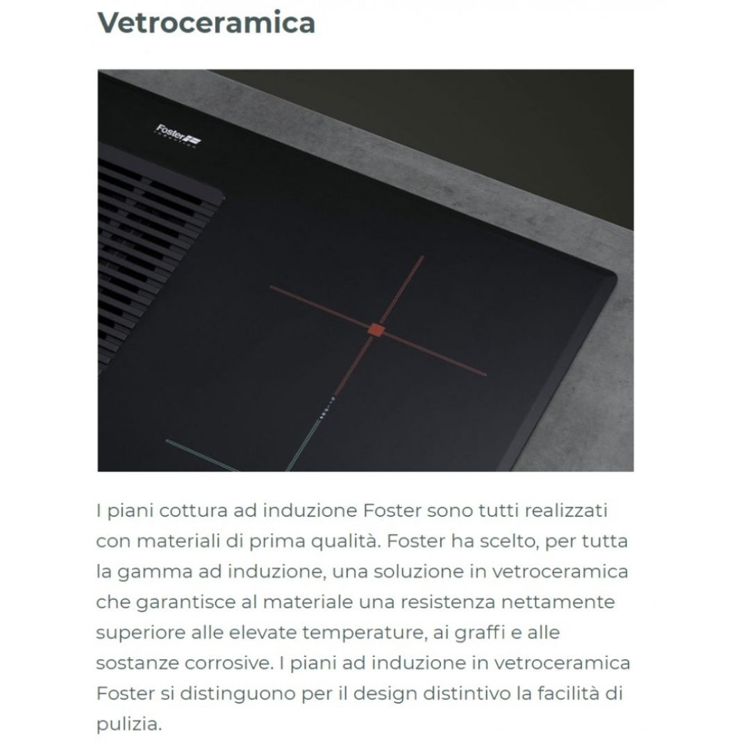 FOSTER S1000 7322300 Piano Cottura Induzione 2 Zone Vetroceramica Nero cm. 51 x 29