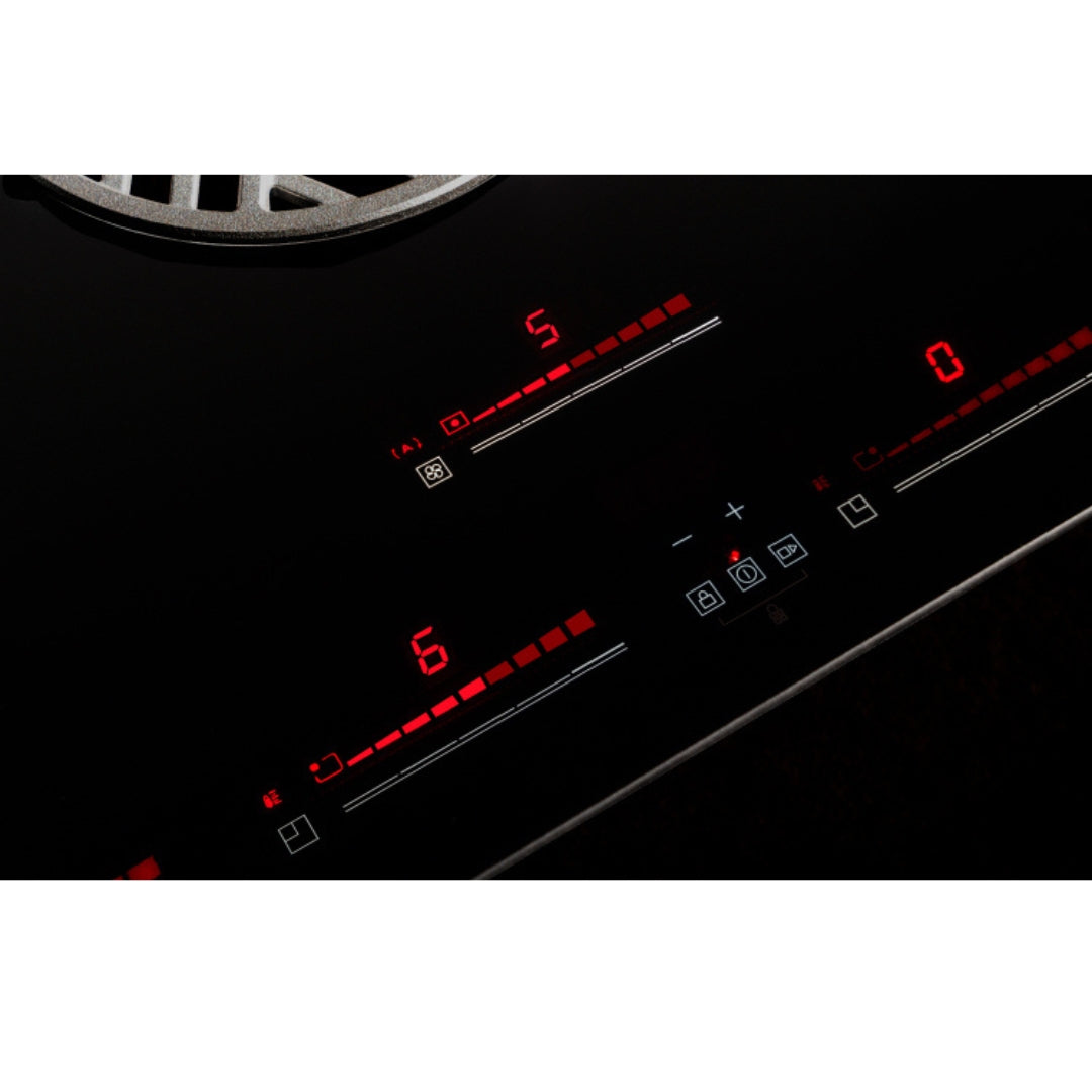 F.LLI BERTAZZONI MODERN P804ICH30NP Piano Cottura Induzione con Cappa Integrata da 625 m3/h Vetro Nero cm. 83 x 52
