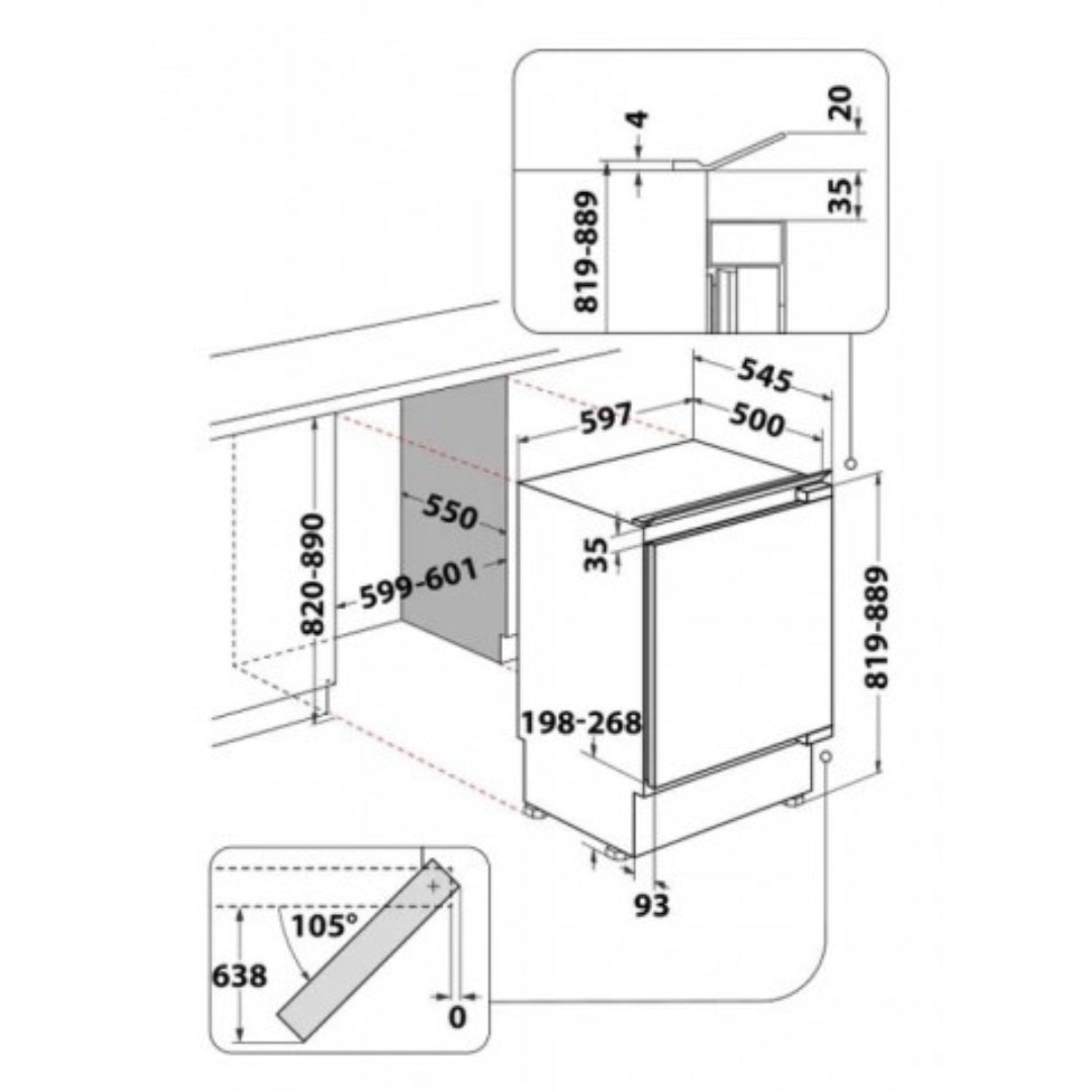 BEKO BU1154HCN Frigorifero Sottotavolo Incasso con Celletta Freezer 107 L Silenzioso Bianco cm. 82 x 60 x 55