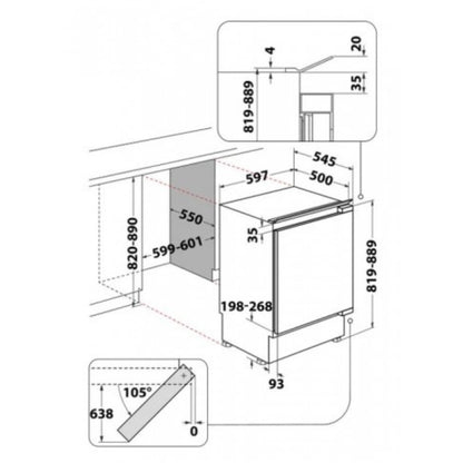 BEKO BU1154HCN Frigorifero Sottotavolo Incasso con Celletta Freezer 107 L Silenzioso Bianco cm. 82 x 60 x 55