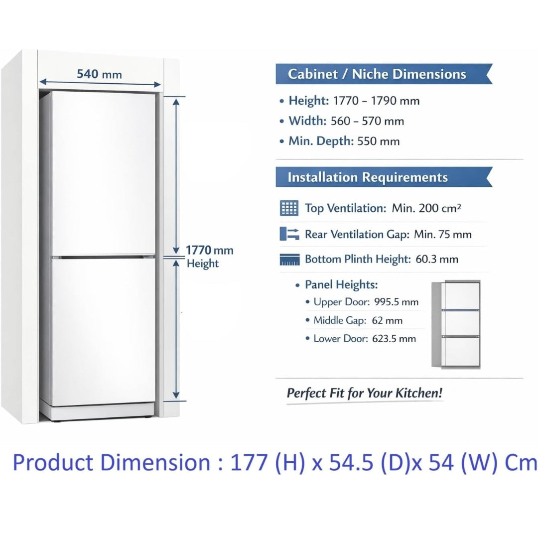 F.LLI BERTAZZONI PROFESSIONAL REF603BBNPVC-S Frigorifero Incasso No Frost 242 Lt. Classe E cm. 178 x 54 x 55