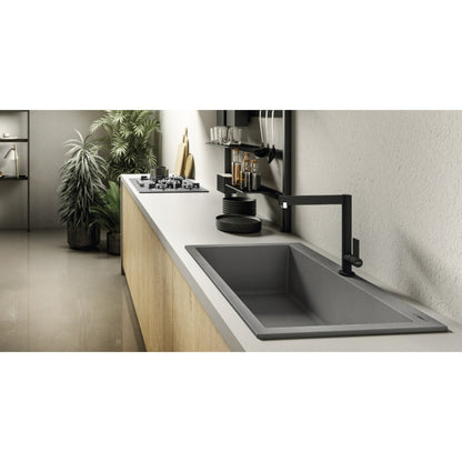 ELLECI QUADRA 100 LGQ10059 Lavello da Incasso 1 Vasca Monovasca Sopratop Granitek Classic Antracite 59 cm. 41 x 50