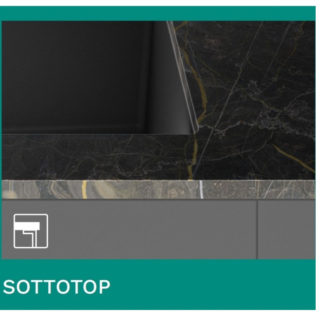 ELLECI QUADRA 102 LGQ10240 Lavello Incasso 1 Vasca Nero Opaco Granitek cm. 47 x 50