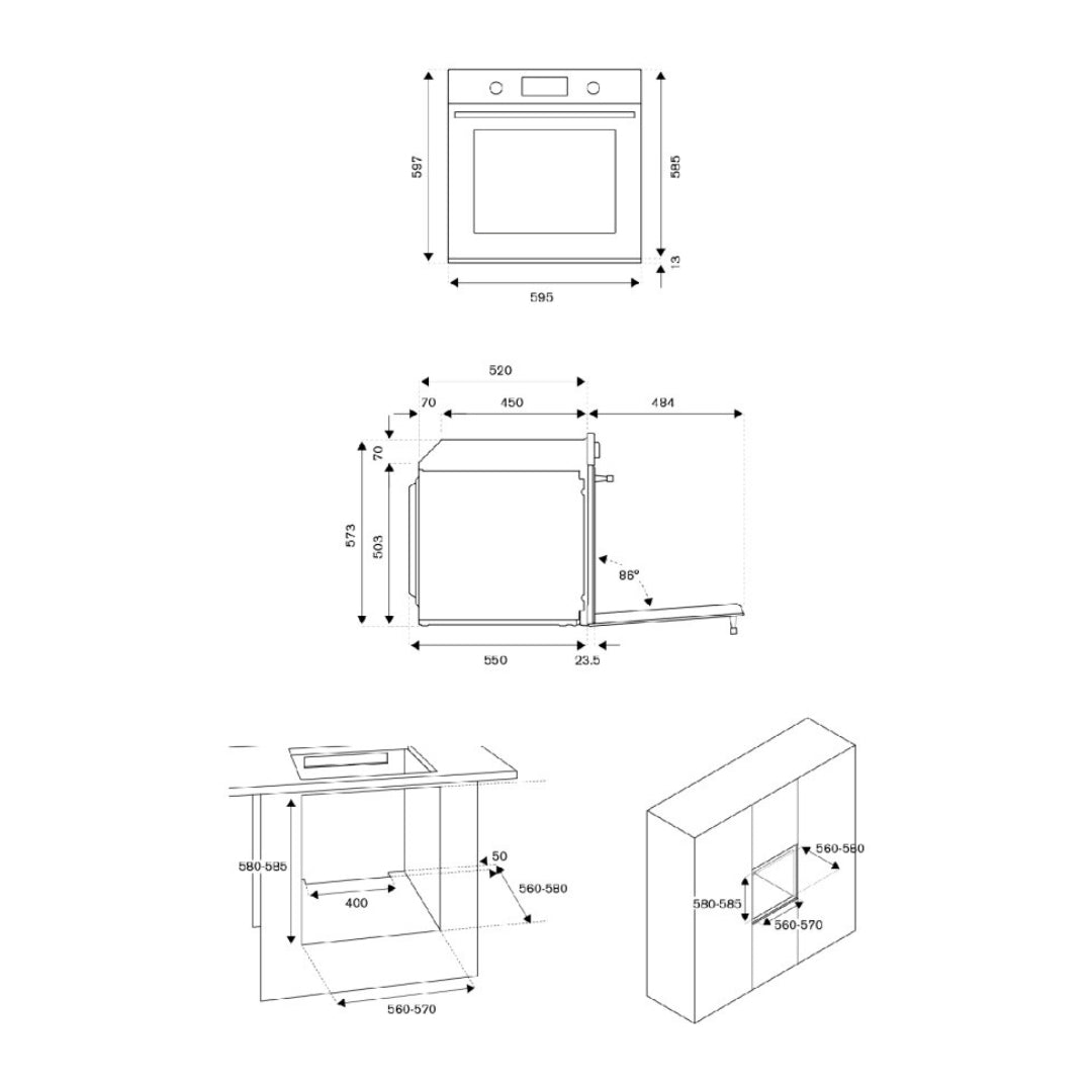 F.LLI BERTAZZONI HERITAGE F609HEREKTNE Forno Elettrico 9 Funzioni 76 Lt. Classe A cm. 60 x 60
