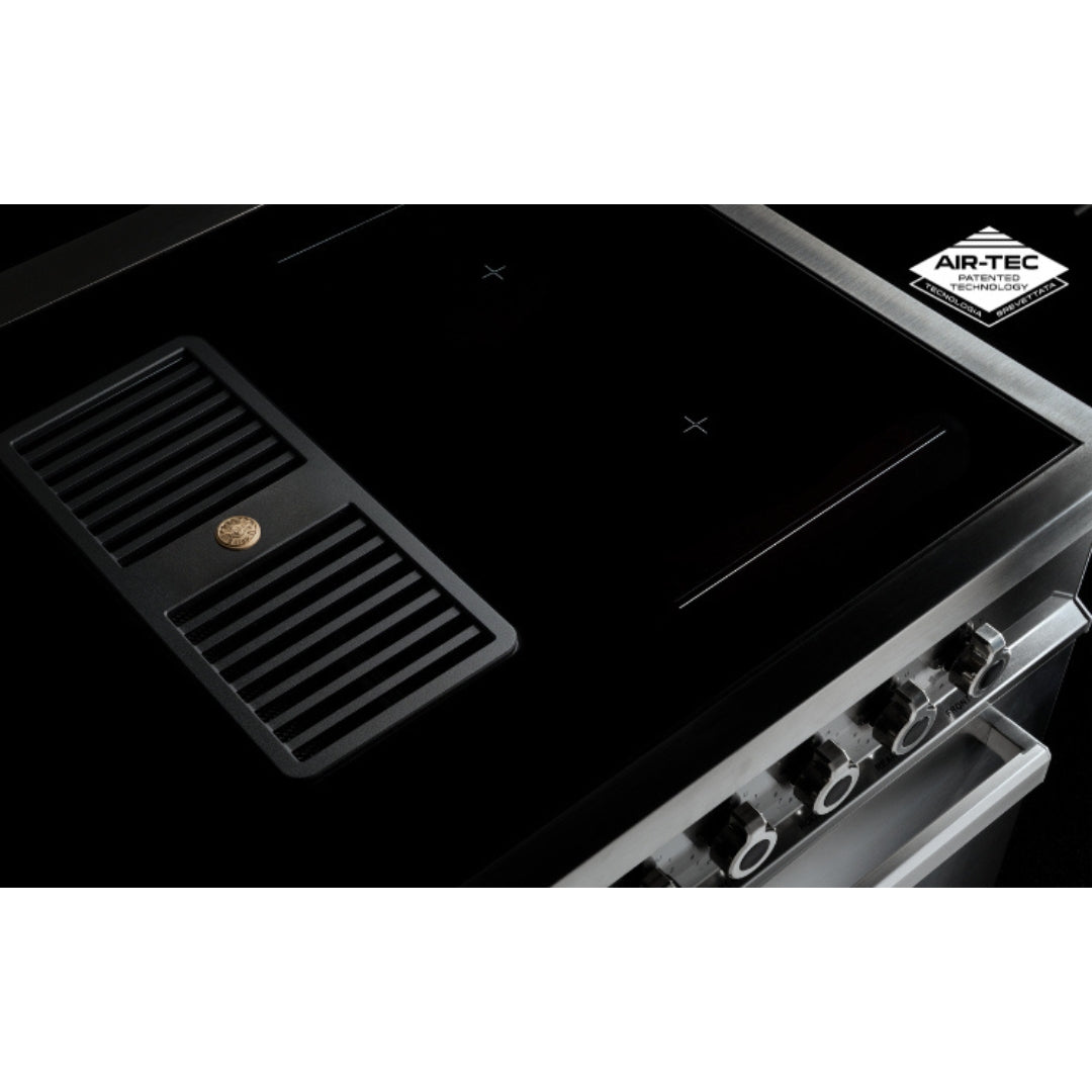 F.LLI BERTAZZONI MODERN P804ICH30NP Piano Cottura Induzione con Cappa Integrata da 625 m3/h Vetro Nero cm. 83 x 52