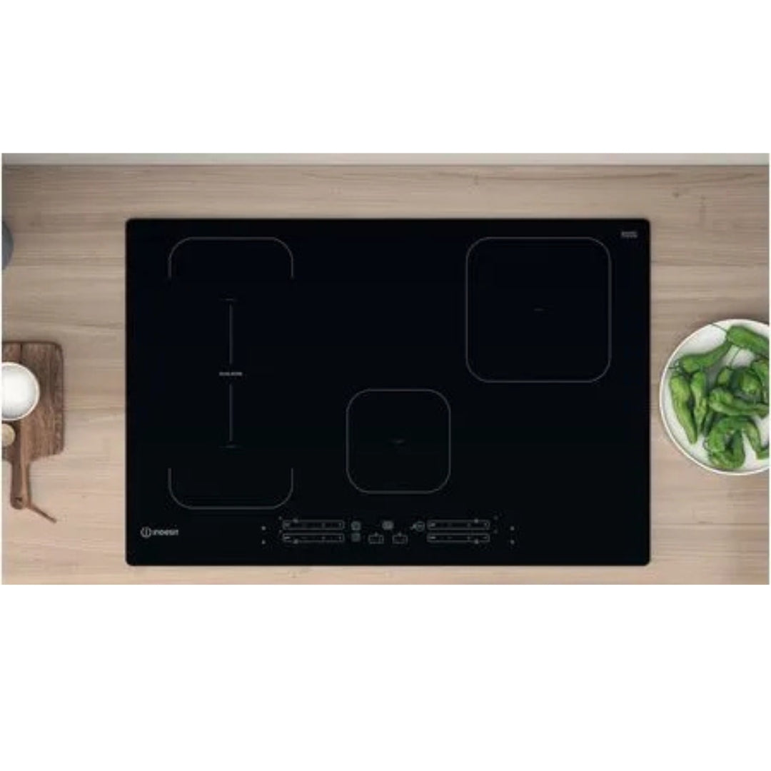 INDESIT IB21B7NE Piano Cottura Induzione 4 Zone Vetroceramica Nero Push&Go Booster cm. 77 x 51