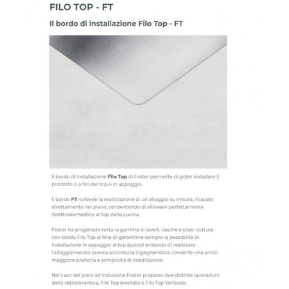 Foster KE 7601032 Piano Cottura da Incasso Filotop 5 Fuochi Gas Acciaio Inox Satinato Griglie in Ghisa cm. 80 x 51
