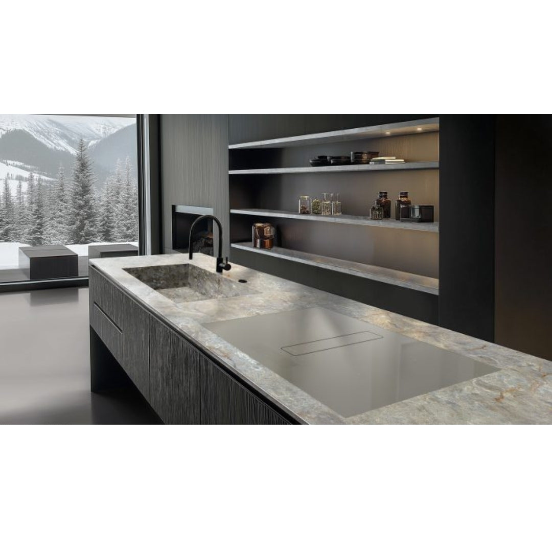 Galvamet 0EPRC080A468000 PERFECTO 80/A SMOKED SILVER Essence Edition Piano cottura Induzione Cappa Integrata 4 zone 700 m3/h, Bridge Classe A++ cm. 80 x 52