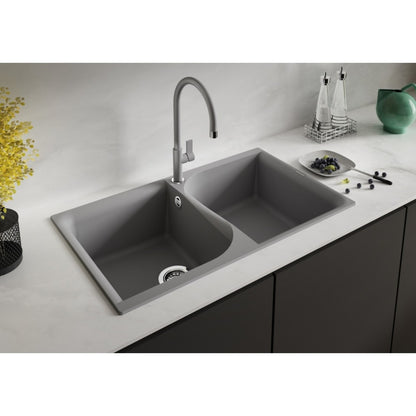 ELLECI EGO 400 LGE45048 Lavello 2 Vasche Granitek Matt Cemento 48 cm. 86x50