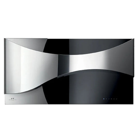 GALVAMET AMBIENT 90/F BLACK 0EAMB090F692 Cappa a Parete Filtrante 721 m³/h Inox e Vetro Nero Classe A cm. 90