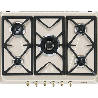 SMEG SRV876AVOGH2 Piano Cottura Gas 5 Bruciatori Griglie Ghisa Avena cm. 70 x 50