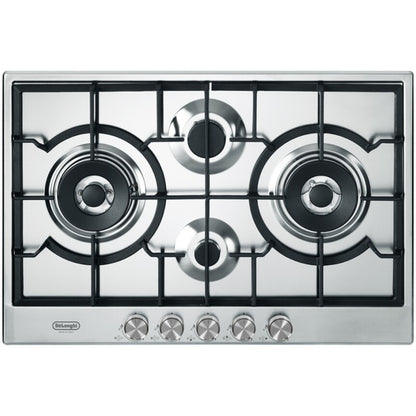 DE LONGHI LIFE NSL475X Piano Cottura 4 Bruciatori Gas Griglie Ghisa Inox cm. 75 x 51