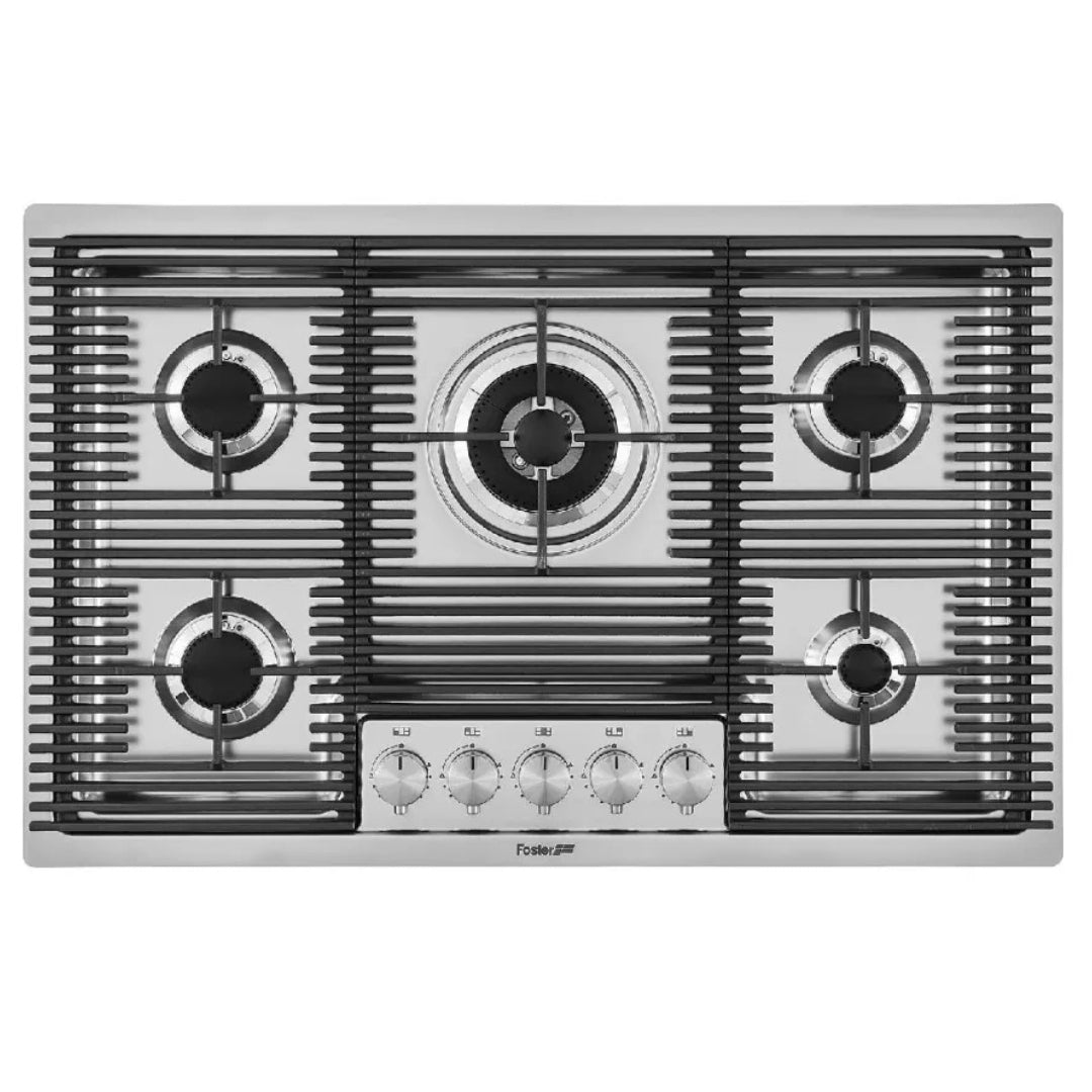 Foster 7682000 Milanello Piano Cottura a Gas 5 Fuochi Inox Spazzolato cm 80 x 50