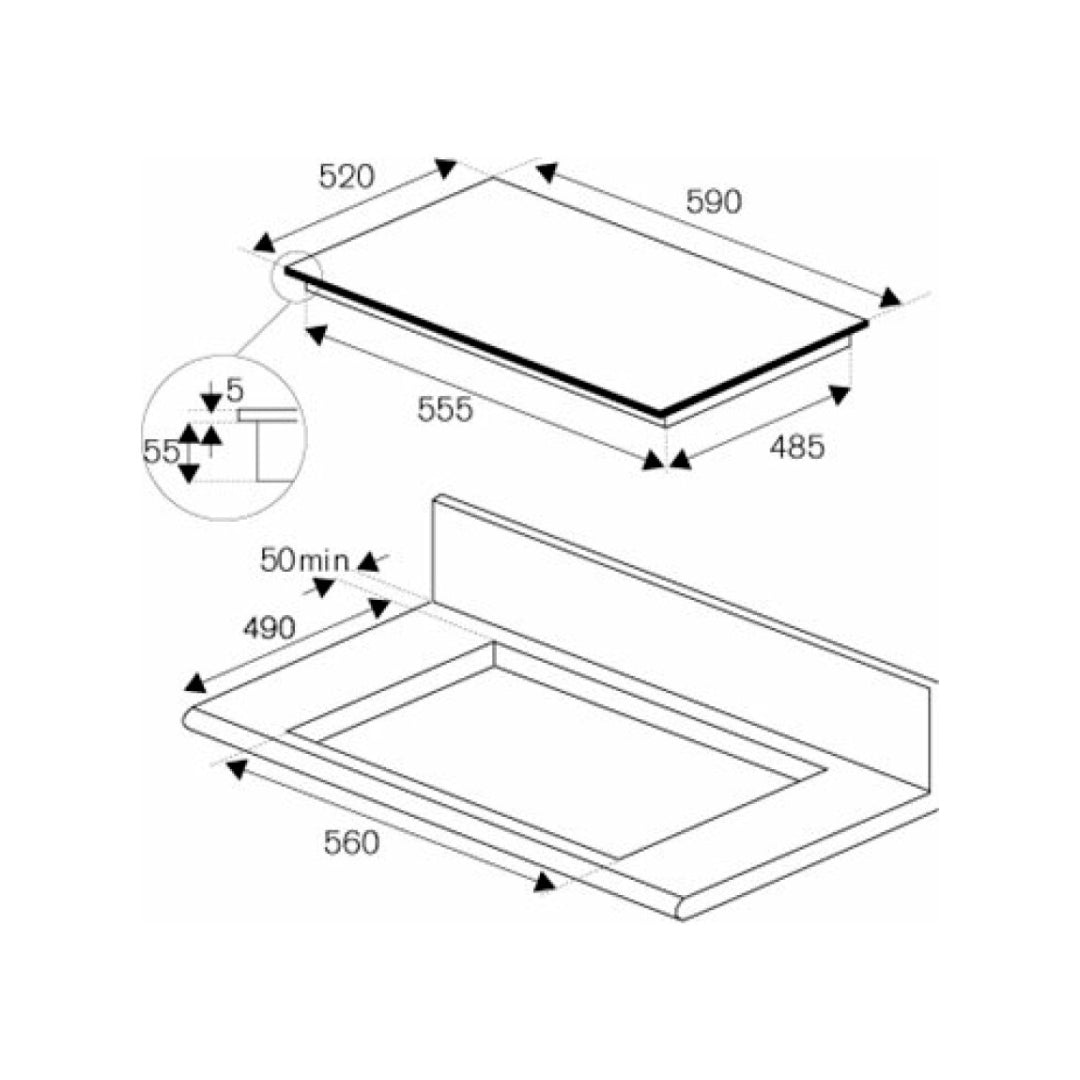 F.LLI BERTAZZONI P604I1B26NV Piano Cottura Induzione 4 Zone Cottura Vetroceramica cm. 59 x 52