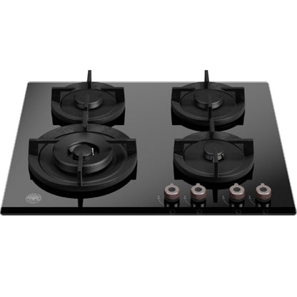 F.LLI BERTAZZONI PROFESSIONAL P604LPROGNE Piano Cottura Gas 4 Fuochi Gas 1 Fuoco Tripla Corona Griglie in Ghisa Cristallo Nero cm. 60 x 52