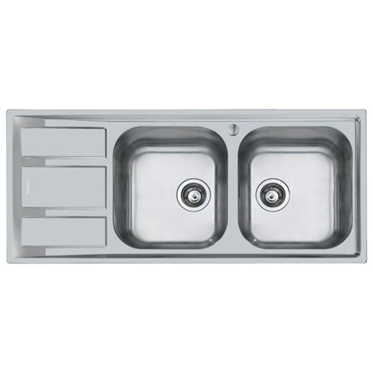 FOSTER FM 1972061 Lavello 2 Vasche Destra Gocciolatoio Sinistra Acciaio Inox cm. 116 x 50