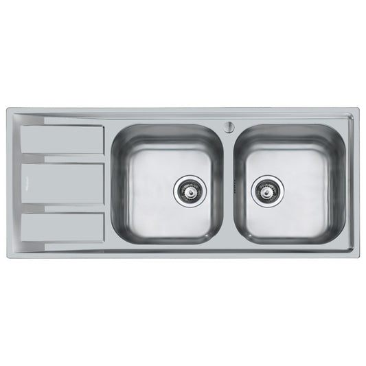 FOSTER FM 1972061 Lavello 2 Vasche Destra Gocciolatoio Sinistra Acciaio Inox cm. 116 x 50