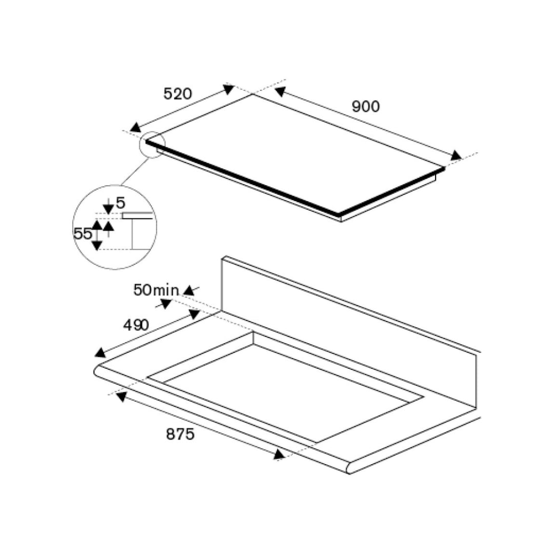 F.LLI BERTAZZONI MODERN P905I2M30NV Piano cottura a Induzione Elettrico Vetroceramica Nero cm. 90 x 52