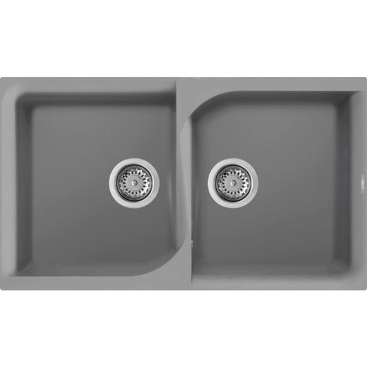 ELLECI EGO 400 LGE45048 Lavello 2 Vasche Granitek Matt Cemento 48 cm. 86x50