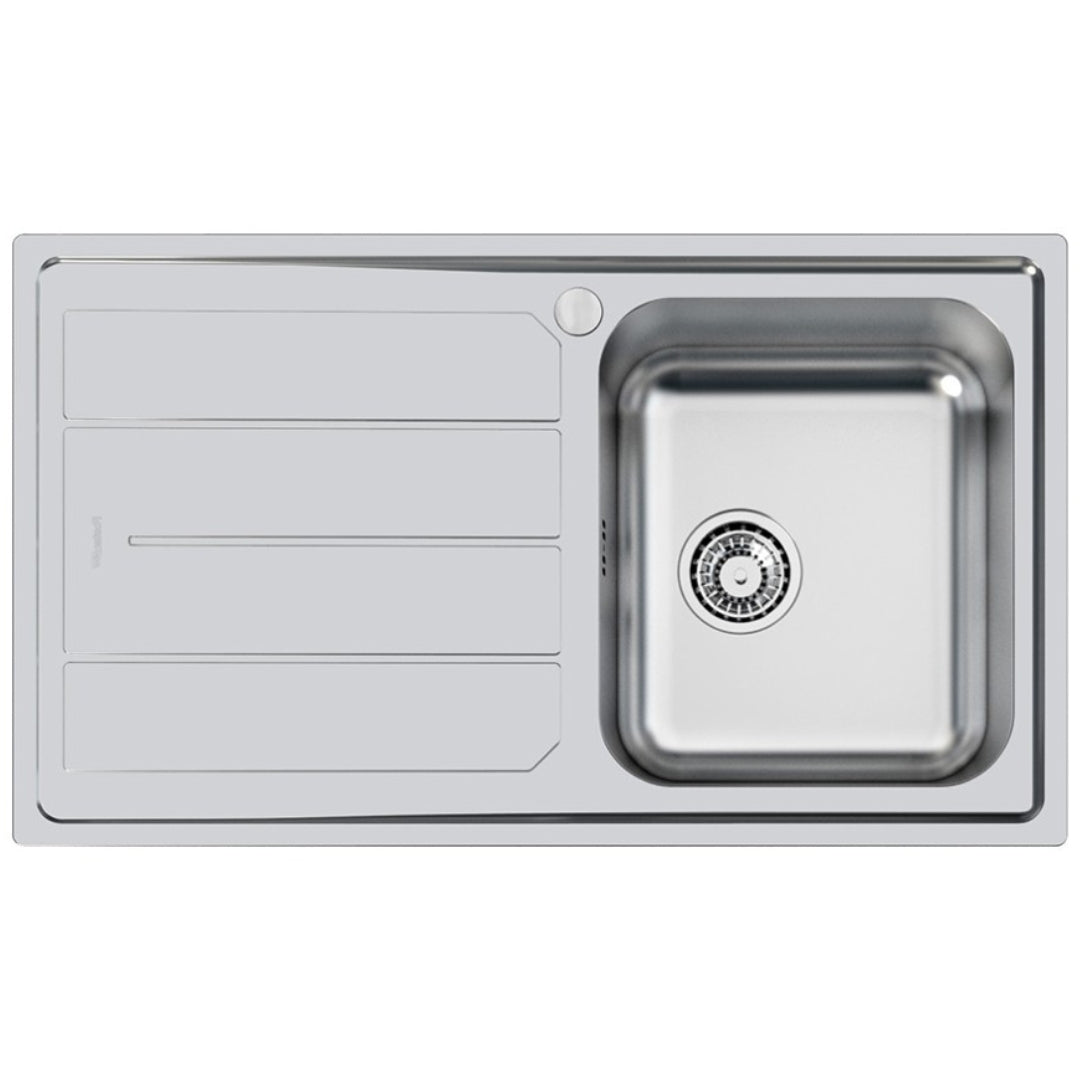 FOSTER ELETTRA 5186061 Lavello 1 Vasca Destra Gocciolatoio Sinistra Inox cm. 86 x 50 x 19,5