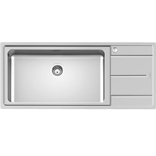 FOSTER EVO 3216052 Lavello Inox Spazzolato 1 Vasca a Sinistra Gocciolatoio a Destra cm. 116 x 50