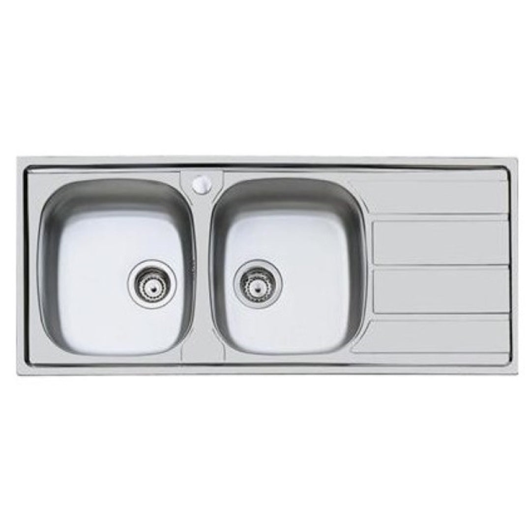 FOSTER S1000 1812562 Lavello Cucina 2 Vasche Sinistra Gocciolatoio Destra Inox cm. 116x50