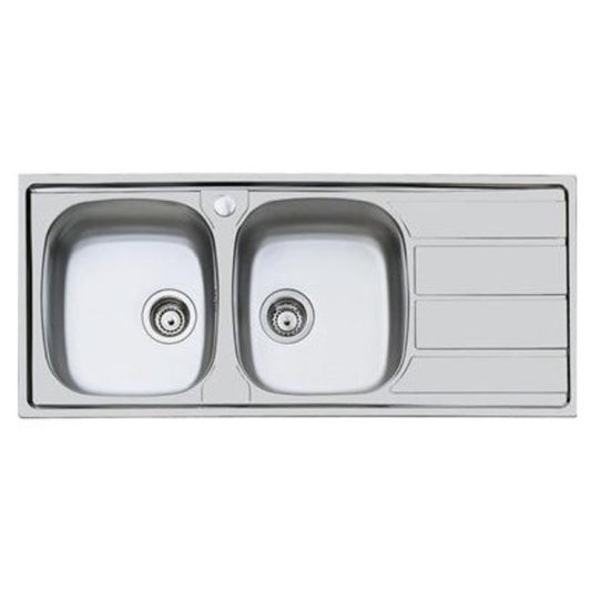 FOSTER S1000 1812562 Lavello Cucina 2 Vasche Sinistra Gocciolatoio Destra Inox cm. 116x50