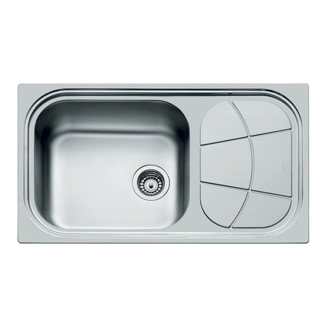 FOSTER BIG BOWL 1561202 Lavello Cucina 1 Vasca Sinistra Incasso Sopratop Gocciolatoio Destra Acciaio Inox cm. 86 x 50