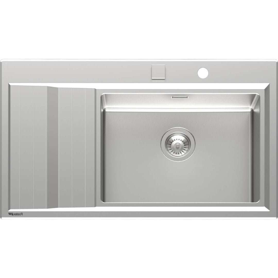 FOSTER STRIPE 4500051 Lavello Cucina 1 Vasca a Destra Semifilo Gocciolatoio a Sinistra Inox cm. 87 x 50