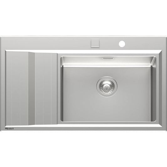 FOSTER STRIPE 4500051 Lavello Cucina 1 Vasca a Destra Semifilo Gocciolatoio a Sinistra Inox cm. 87 x 50