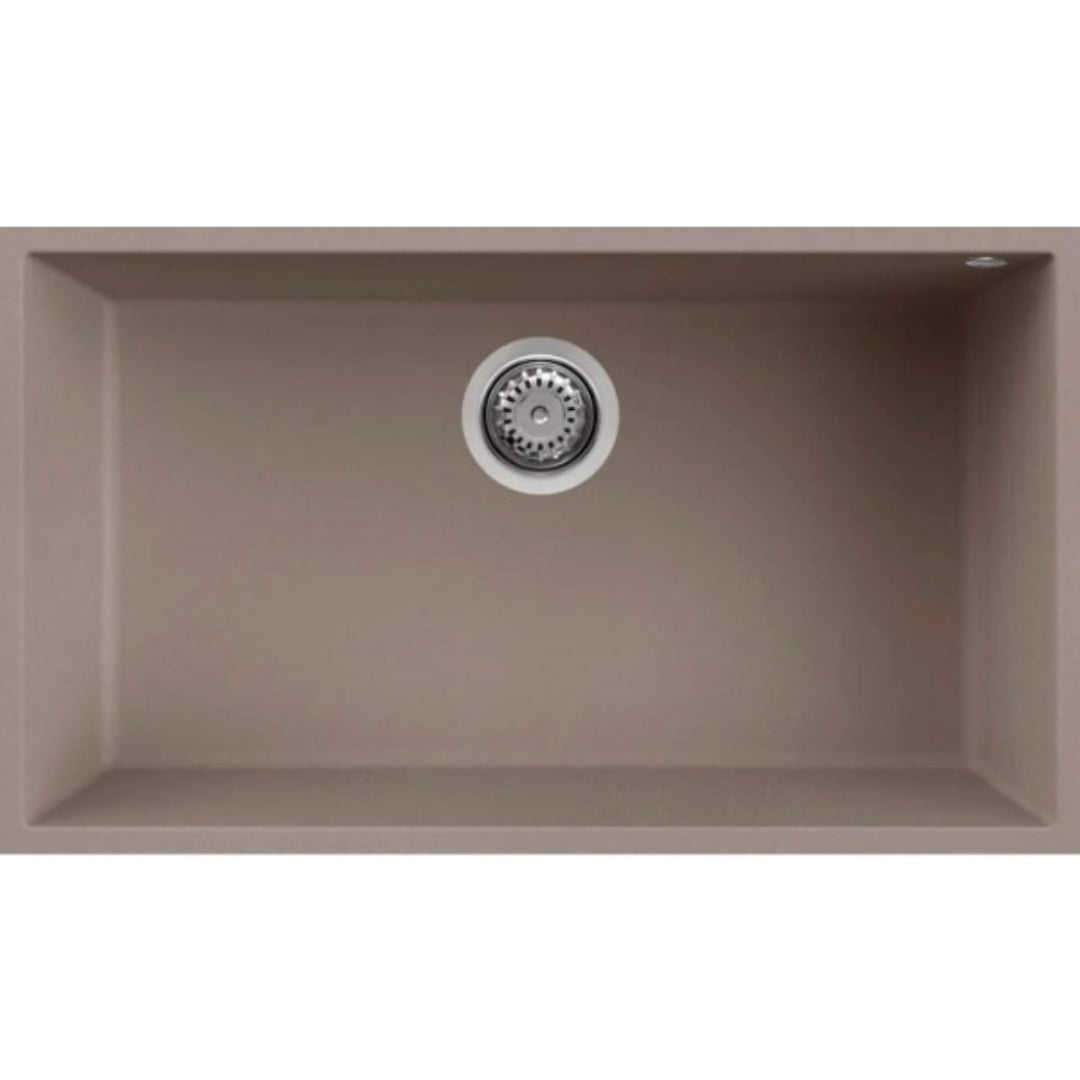 ELLECI QUADRA 130 LKQ13089BSO Lavello Cucina Incasso Sottotop 1 Vasca Keratek Tortora cm. 76 x 44