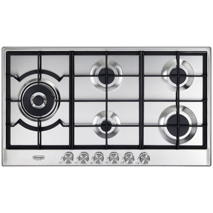 DE LONGHI NSL590DX Piano Cottura 5 Fuochi Griglie Ghisa Sopratop Inox cm. 90 x 51