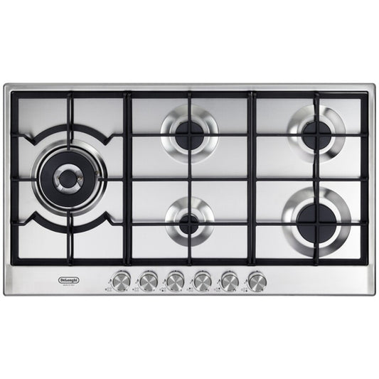 DE LONGHI NSL590DX Piano Cottura 5 Fuochi Griglie Ghisa Sopratop Inox cm. 90 x 51