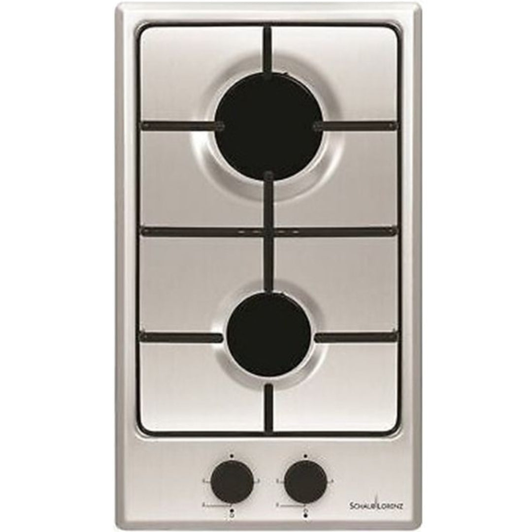 SCHAUB LORENZ SSPC302XF Piano Cottura 2 Fuochi Gas Griglie Ghisa Inox cm. 29 x 51