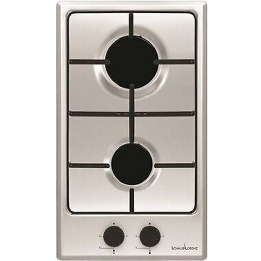 SCHAUB LORENZ SSPC302XF Piano Cottura 2 Fuochi Gas Griglie Ghisa Inox cm. 29 x 51